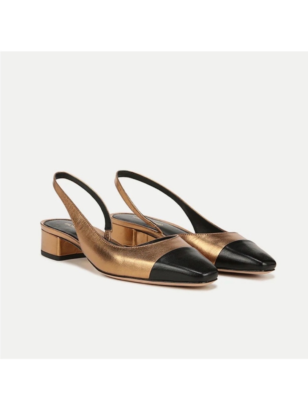 Veronica Beard Cecile Metallic Copper & Black Cap Toe Slingback Pumps 9M